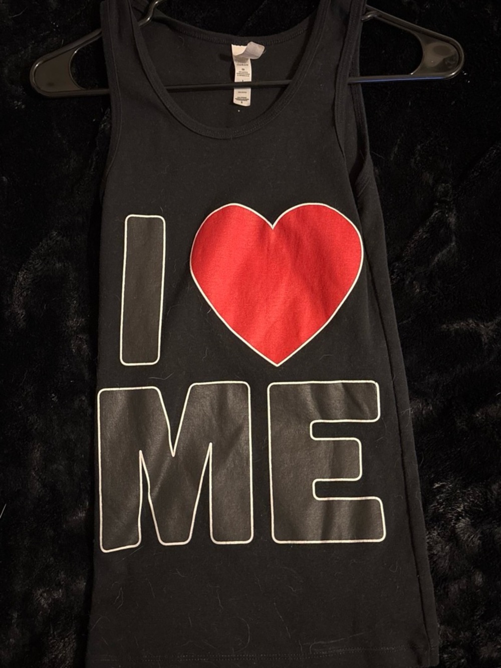 Women's Black Tank Top with Red Heart Graphic